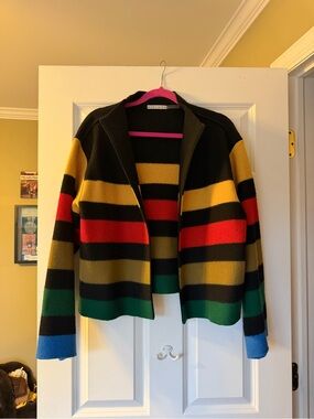 Alice + Olivia Bold Multicolor Striped Knit Jacket